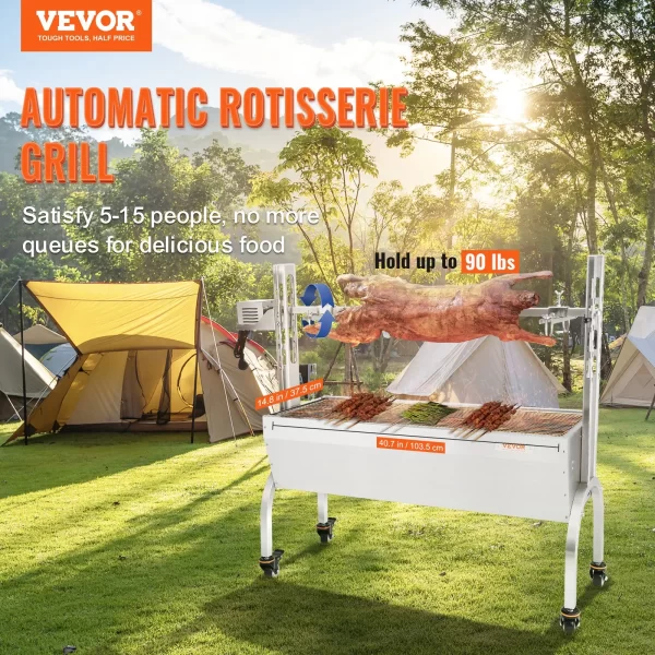 VEVOR Roaster Spit Rotisserie BBQ Grill Whole Pig Lamb Chicken Roaster 50W 90LBS