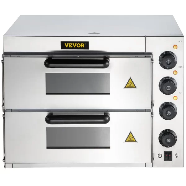 VEVOR Commercial Pizza Oven Countertop, 14" Double Deck Layer, 110V 1950W Stainless Steel Electric Pizza Oven with Stone and Shelf, Multipurpose Indoor Pizza Maker for Restaurant Home Pretzels Baked - Image 10