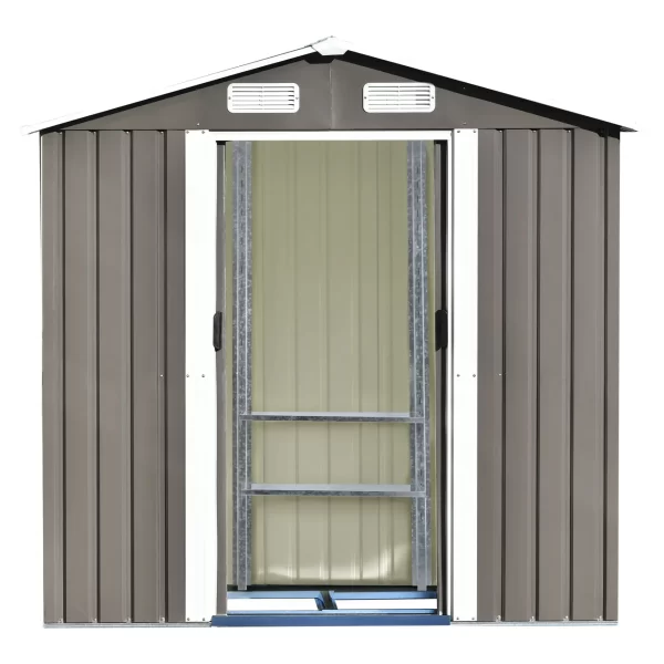 Patio 6ft x4ft Bike Shed Garden Shed, Metal Storage Shed with Adjustable Shelf and Lockable Door, Tool Cabinet with Vents and Foundation for Backyard, Lawn, Garden, Gray - Image 9