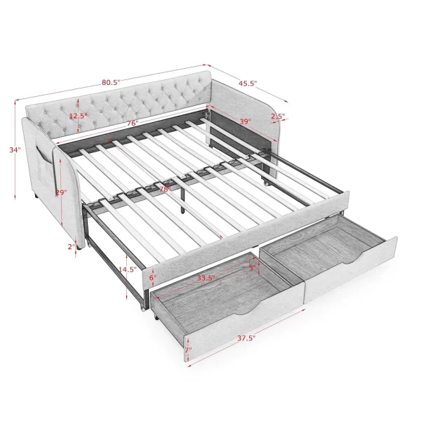 Twin Size Daybed /Trundle Bed & Storage Drawers - Image 22