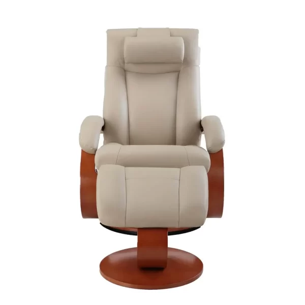 Top Grain Leather Recliner and Ottoman with Pillow - Image 5