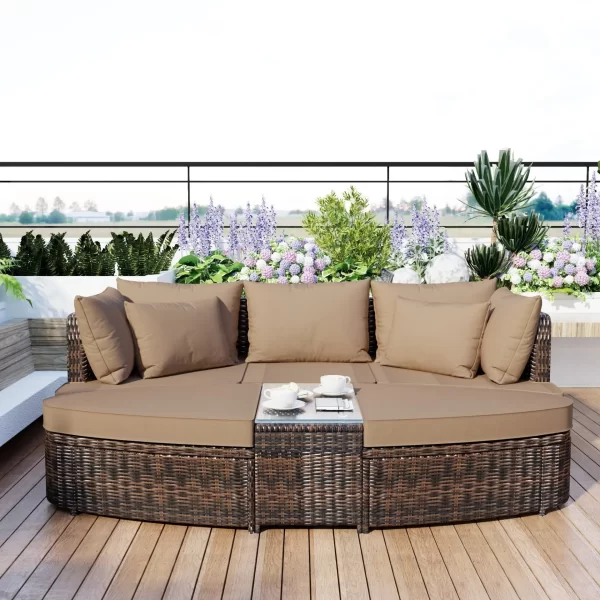 6-Piece Patio Round Sofa Set