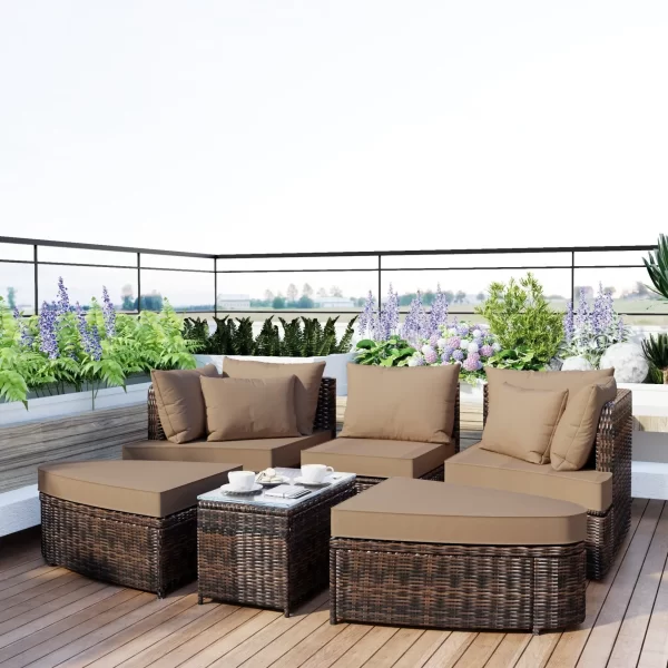 6-Piece Patio Round Sofa Set - Image 2