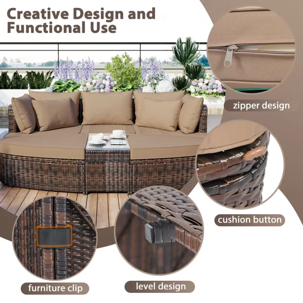 6-Piece Patio Round Sofa Set - Image 4