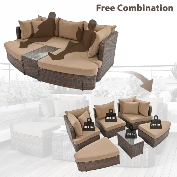 6-Piece Patio Round Sofa Set - Image 5