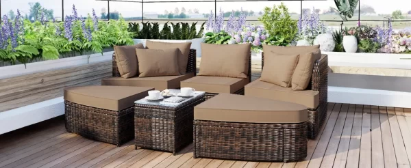 6-Piece Patio Round Sofa Set - Image 26